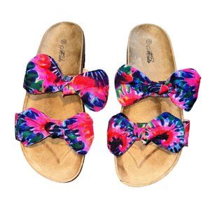 Mata Slip On Sandals Tye Dye Bow Women Size 10